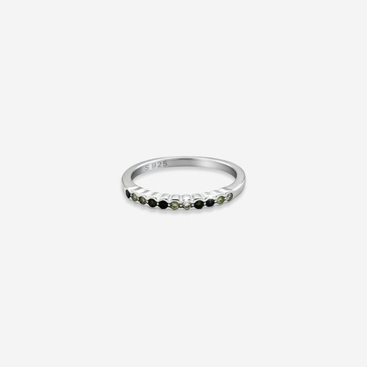 Oceanic Flow Ring – Sterling Silver with Sparkling Waves