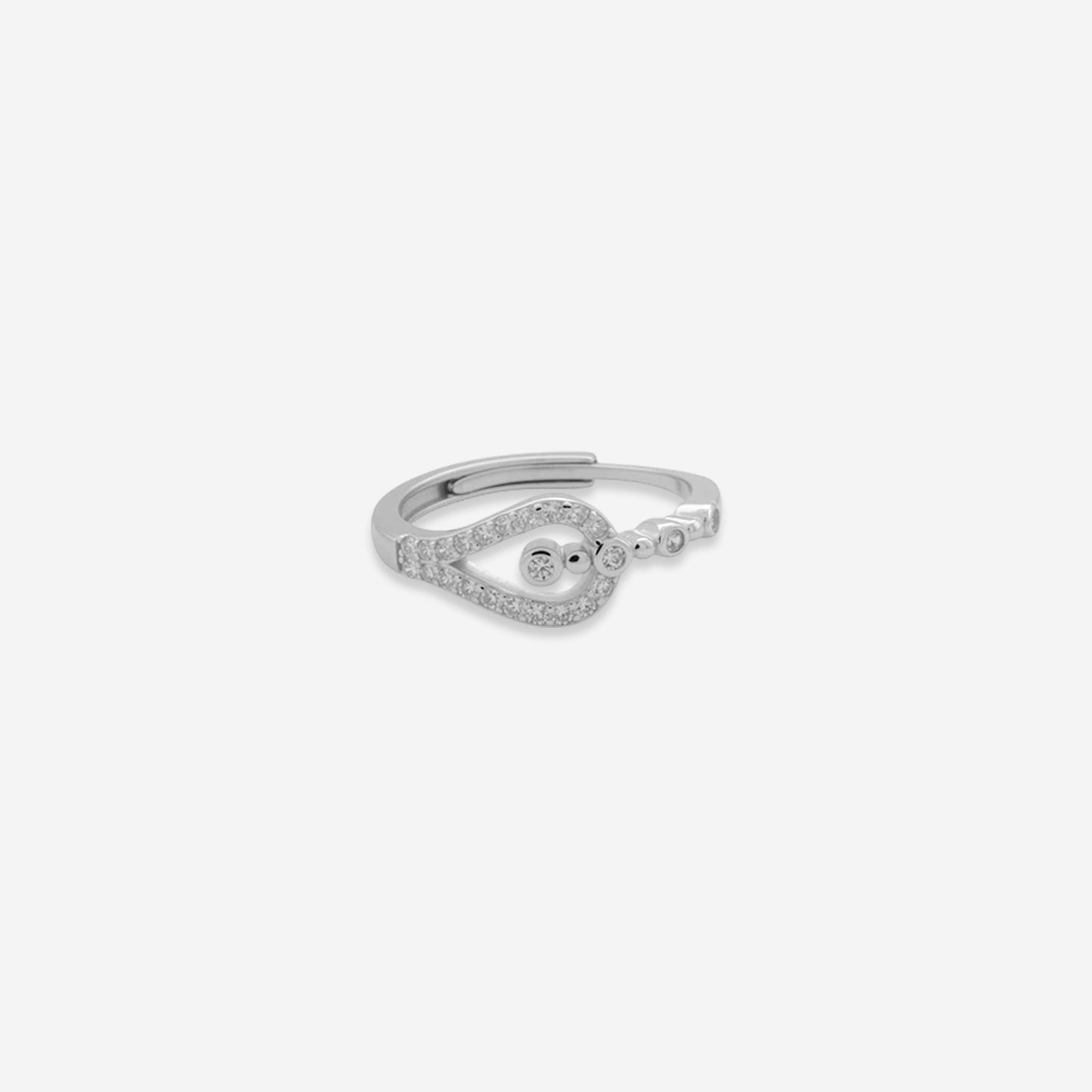 open teardrop ring – sterling silver sparkling