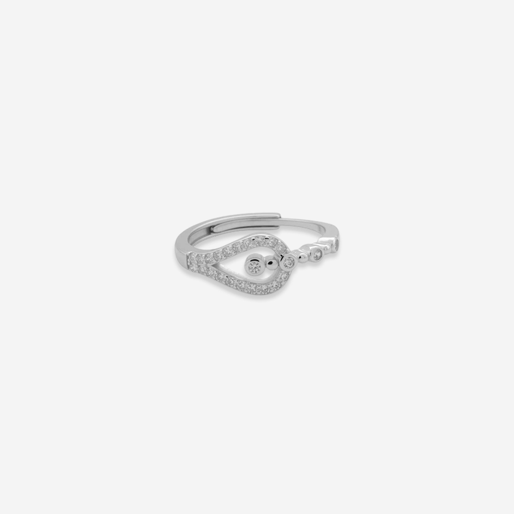 Open Teardrop Ring – Sterling Silver Sparkling