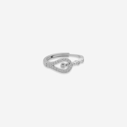 Open Teardrop Ring – Sterling Silver Sparkling