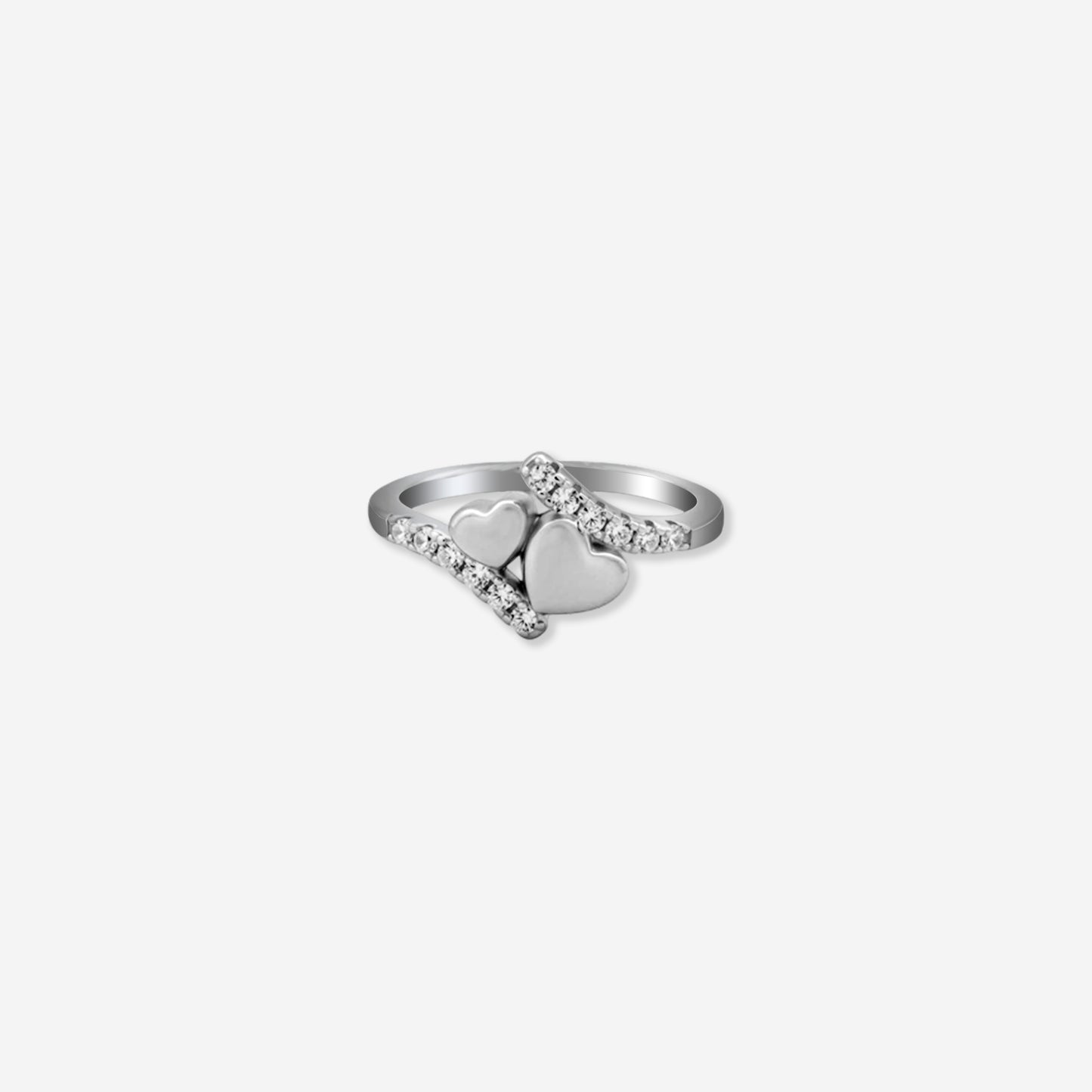 sterling silver two hearts connected ring