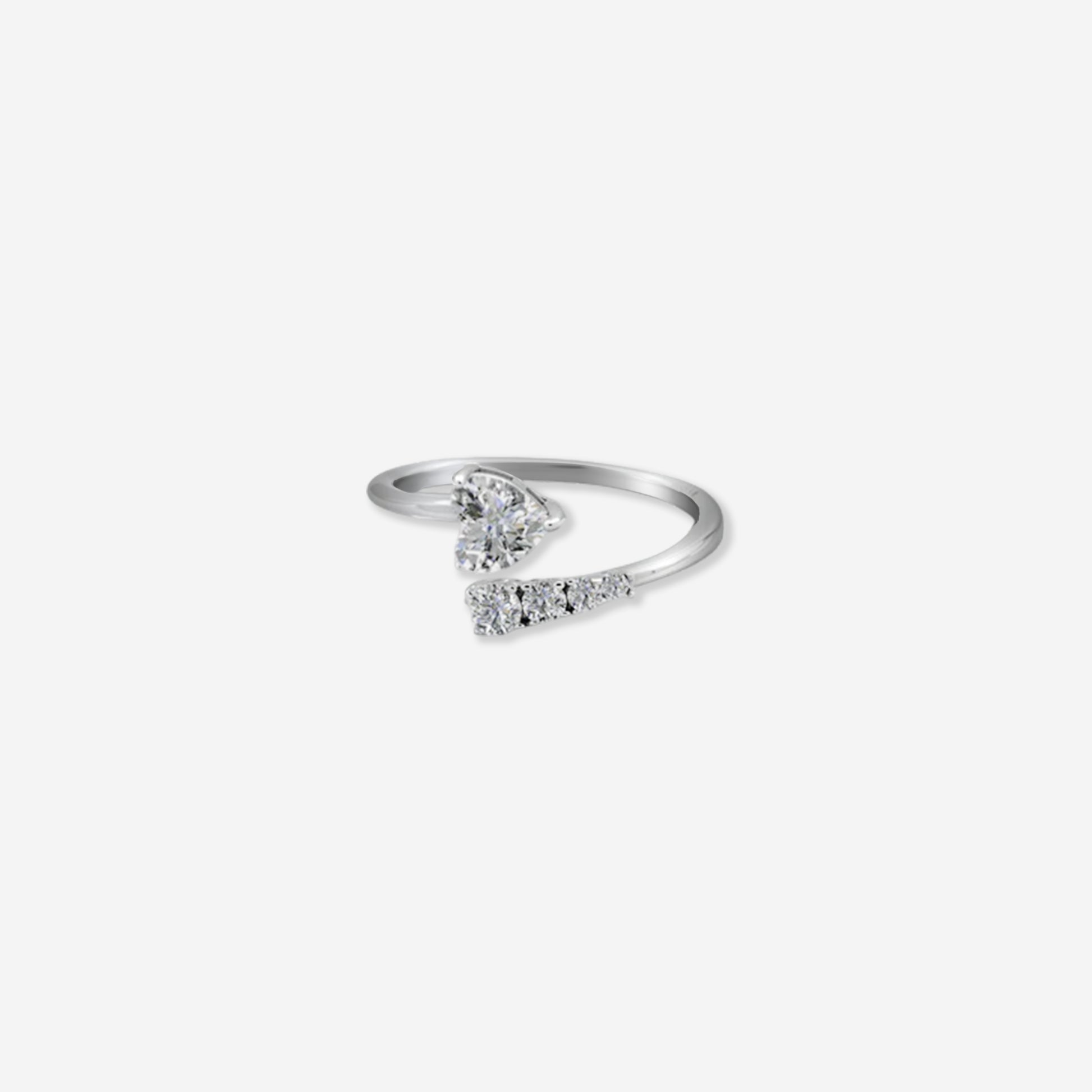 Sterling silver Heart Radiance Ring –with Graceful Sparkle