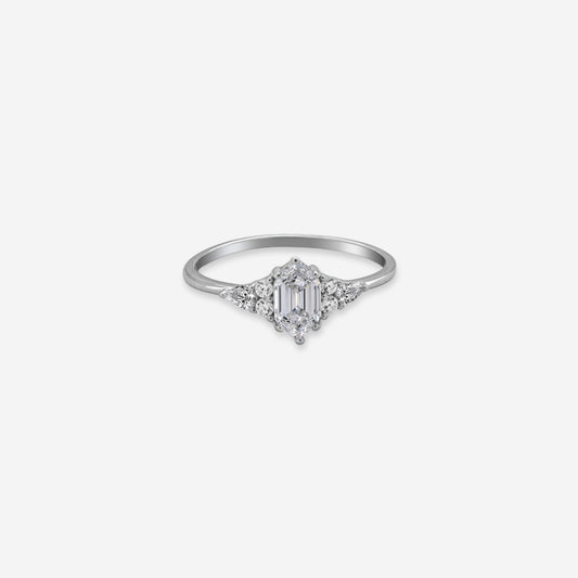 Sterling silver Elongated Diamond Ring