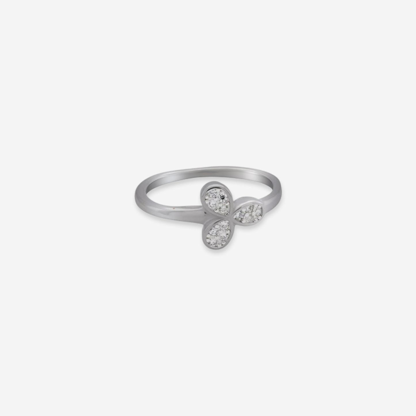 sterling silver three-petal bloom ring
