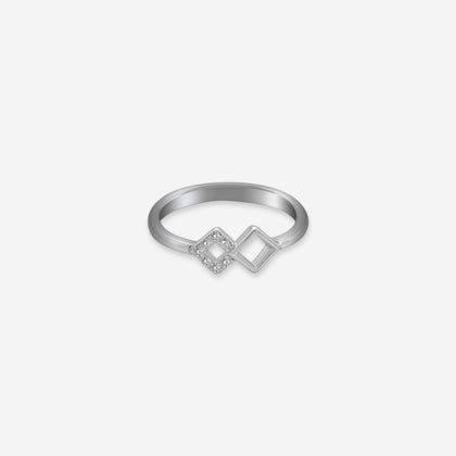 Silver Diamond Duo shaped Ring
