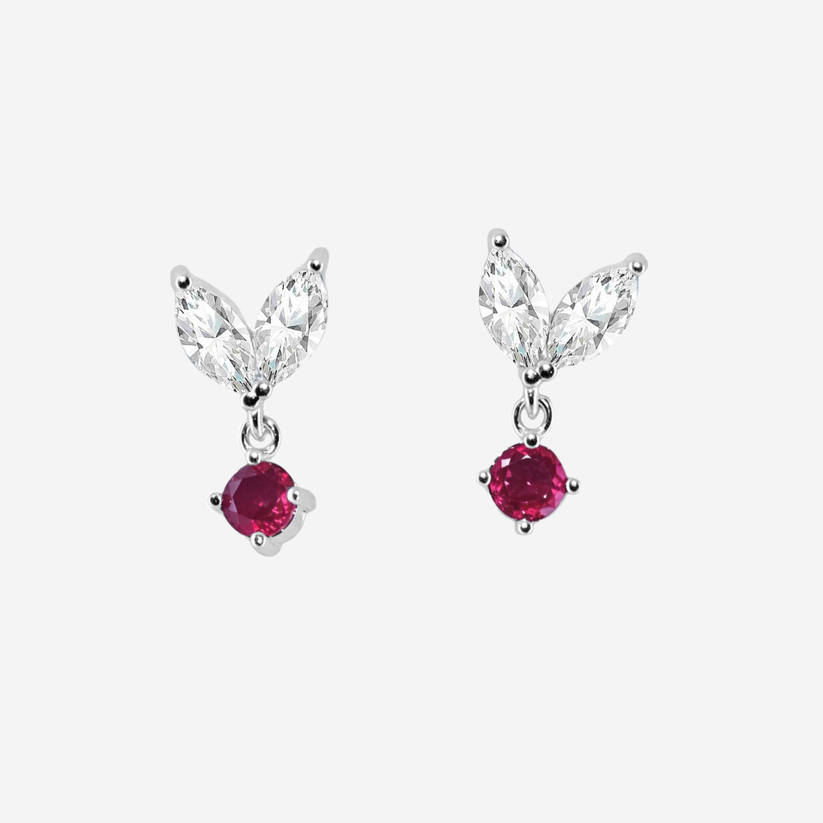 Pair of Silver earrings with butterfly-shaped top