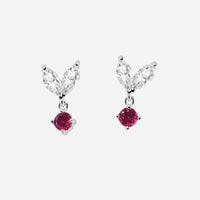 Pair of Silver earrings with butterfly-shaped top