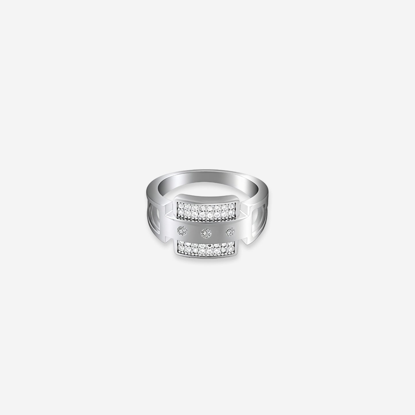 sterling silver men's ring – sleek rectangular design with jewels