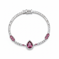 Sterling silver Crimson Bloom Bracelet