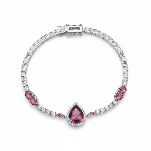 Sterling silver Crimson Bloom Bracelet