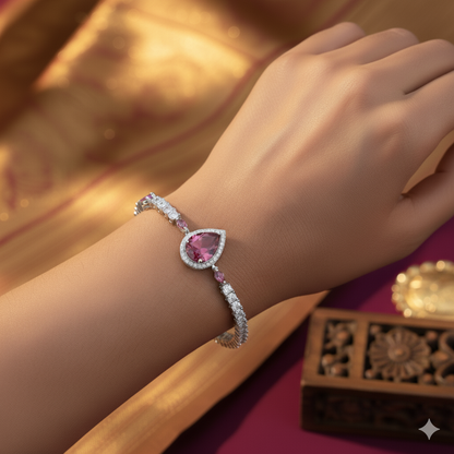 Sterling silver Crimson Bloom Bracelet