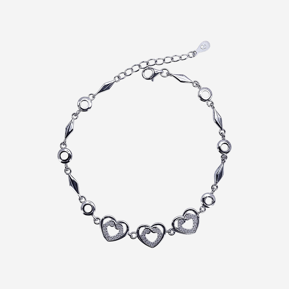 Sterling silver Lustre Heart-Link Bracelet