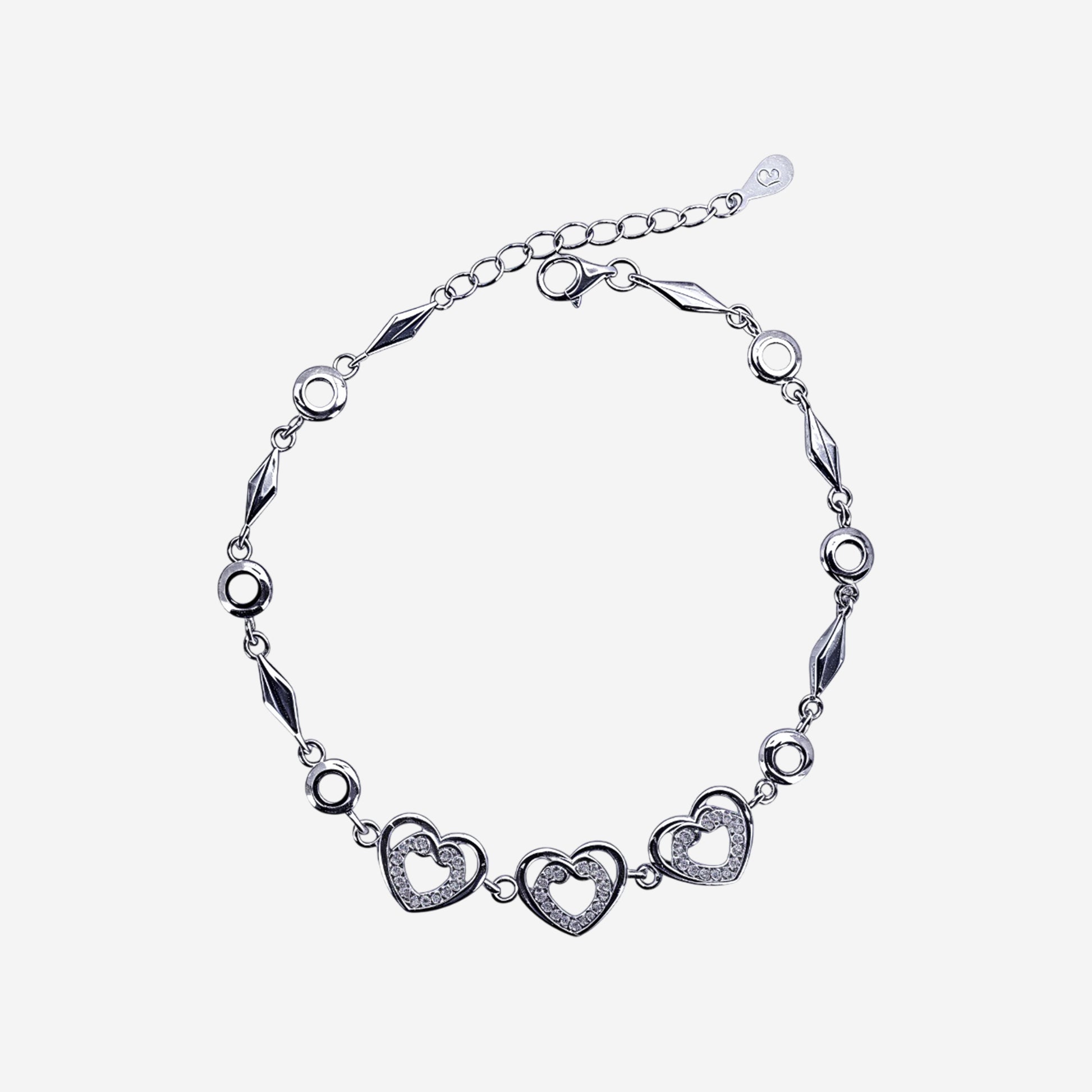 Sterling silver Lustre Heart-Link Bracelet