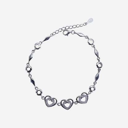 Sterling silver Lustre Heart-Link Bracelet
