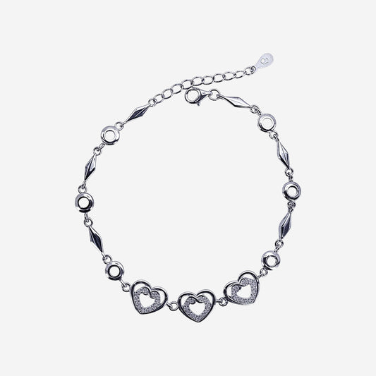 Sterling silver Lustre Heart-Link Bracelet
