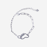 Heart chain loose Bracelet in Silver